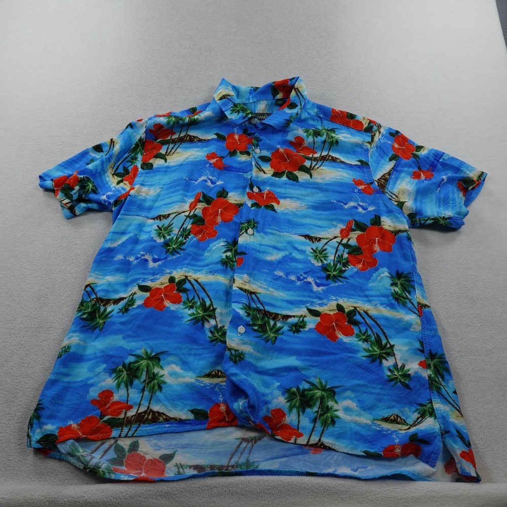 Gitman Bros Vintage Hawaiian Shirt Mens Large Blue Floral Lightweight Camp USA